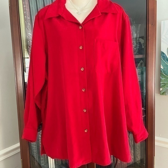 Liz Claiborne Tops - Crazy Horse Red Button Down Long Sleeve Shirt Top Size 1 equivalent to 1X-2X